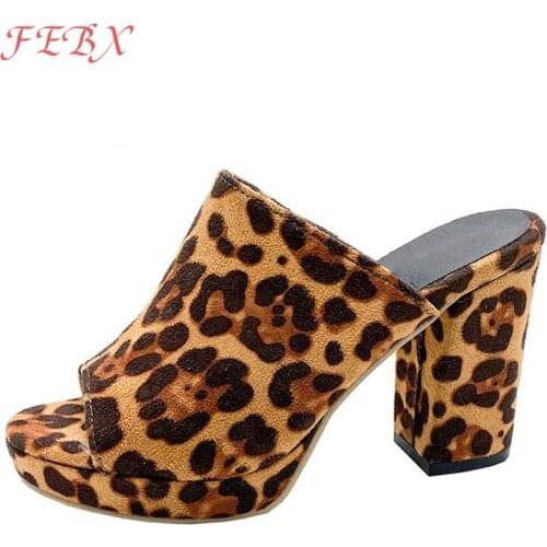 Women Pumps Female Slip-on Peep Toe Leopard Platform High Heels Ladies Fashion Sexy Party Outdoor Shoes Womens Footwear New