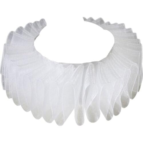 Womens Renaissance Elizabethan Ruffled Fake Collar Chiffon Retro Clown Neck Ruff