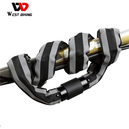 WEST BIKING Bike Chain Lock Reflective Anti-Theft MTB Road Bicycle Lock With 2 Keys Bicycle Accessories Security Cycling Lock