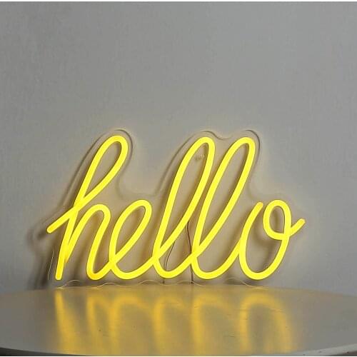 HELLO Neon Sign Flexible Neon Light of Greetings Slogan Window Display Decoration for Store Boutique Shop Wall Art Neon Light