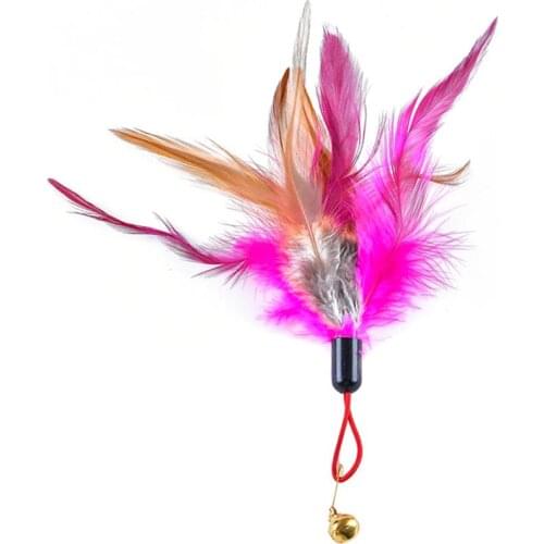 1pc Colorful Cat Teaser Replacement Creative Faux Feather Cat Training Toy Cat Play Toy Pet Supplies Random Color