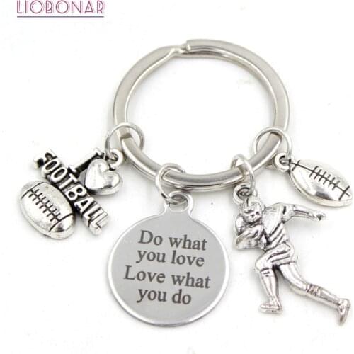 1PC New Arrival Stainless Steel Key Chain Sport I Love Football Key Chain Keyring for Men Women Jewelry Football Lover Gifts