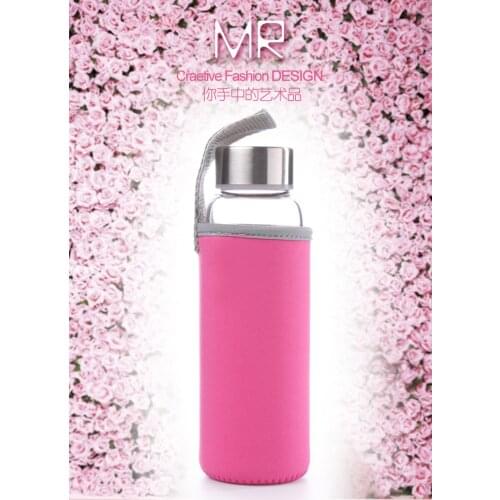 1PC Glass Sport Water Bottle With Protective Bag 280ml/420ml/550ml Fruit Outdoor Bike Bottles Excellent Water Bottle KD 1464