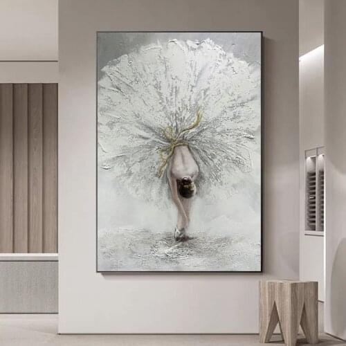 100% Handmade Abstract Dancer Figure Oil Canvas Painting 3D Ballet Girl Wall Art Pictures For Living Room Wall Decoration