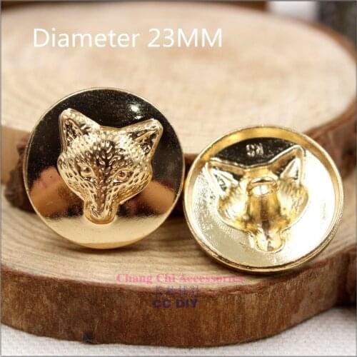 1572110,23mm 10 pcs, Gold metal buttons,classic fashion Fox buttons clothes clothes-diy handmade materials
