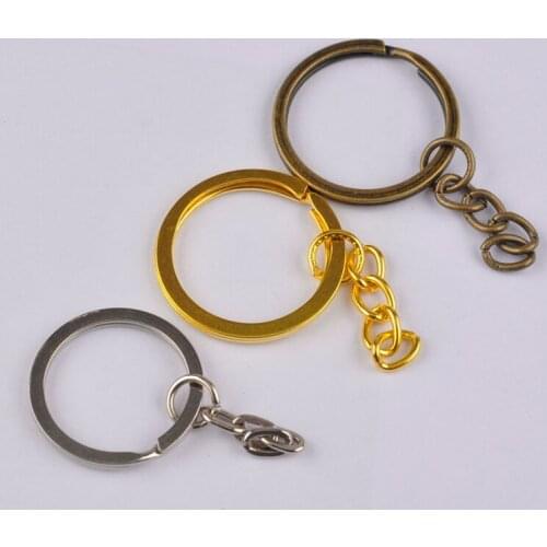200Pcs Key Chain Key Ring keychain Bronze Rhodium Gold 28mm Round Split Keyrings Keychain Jewelry Making Wholesale