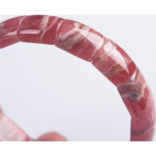 2018 Newly Natural Rose Rhodochrosite Gem Stone Rectangle Beads Bracelet AAAA 6x12mm Fashion Women Crystal Stone Bracelet