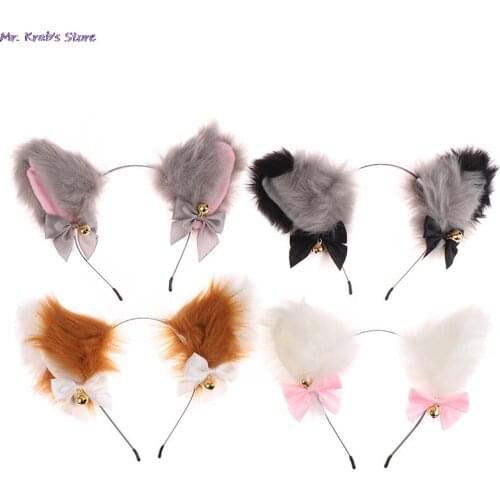 27 Colors Beautiful Masquerade Halloween Cat Ears Cosplay Bow Tie Bell Headwear