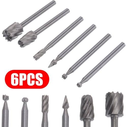 6pcs Mini HSS Rotary Burrs Files 3.17mm Shank Milling Cutter For Engraving Machine Mini-Drill Tools For Metallic Processing