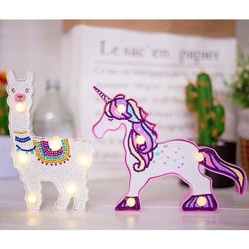 Diamond Painting Cartoon Animals LED Night Light DIY Diamond Embroidery Rhinestones Handmade Night Light Christmas Gift