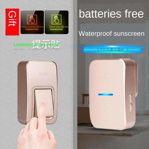 Aogner Doorbell Creative Batteries Free Wireless Doorbell Household Waterproof Remote Control Electronic Doorbell