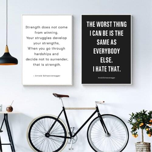 Arnold Schwarzenegger Quotes Print Black and White Posters Inspirational Wall Art Pictures Canvas Painting Home Room Decor