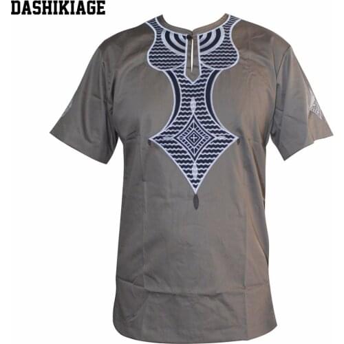 Dashikiage High Quality New Design Embroidered Pan-African Slim Dashiki T-Shirts Ankara Traditional African Clothings Wholesale