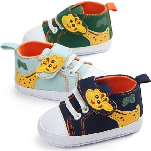 Spring Autumn Baby Boy Girl Shoes First Walkers Cartoon Giraffe Canvas Moccasins Soft Sole Infant Newborn Toddler Crib Shoes