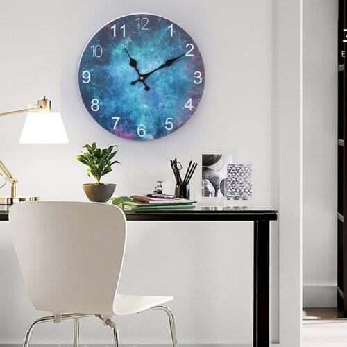 Wooden Wall Clocks Modern Design Living Room Decor Round Scenic Wood Silent Hanging Wall Clock 12 Inch Clock Home Office Decor