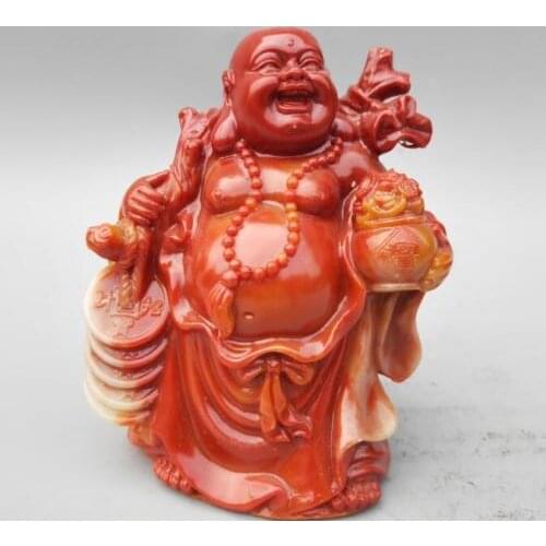 Home Furnishing Decoration Chinese Shoushan Stone Carving Wealth Maitreya Buddha Happy Buddha Laughing Buddha Statue