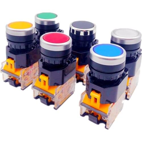 1pcs LA38-11BN button switch NO LED self-reset/self-locking 10A ON / NC start-stop circular jog switch button buttons contacts