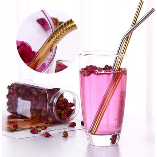 Hot Sale 304 Stainless Steel Straws Resuable Drinking Straw Metal Straw Straw Cleaning Brush for Drink Tea Bar Kit Drop Shipping