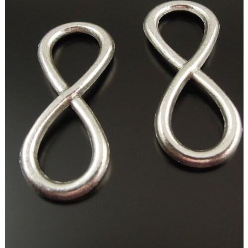 GraceAngie 40pcs/pack Alloy Silver Color 8 Digital Infinity Symbol Infinite pole Connectors Charms Handmade Jewelry Findings