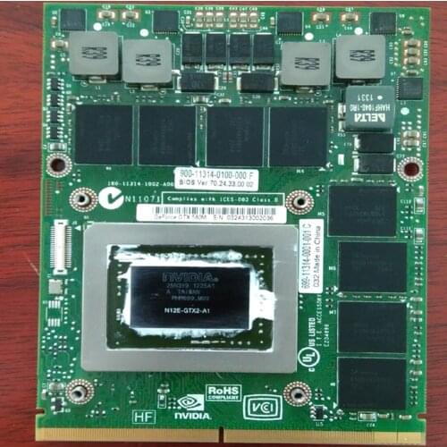 GTX580M GTX 580M GDDR5 2GB N12E-GTX2-A1 Tarjeta gráfica Video con soporte X para Dell Alienware M17X R2 r3 R4 M18X 100% Prueba b