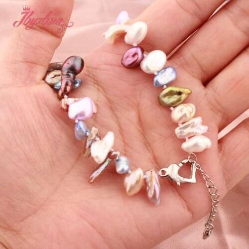 JBYZBSM Natural AA Grade Genuine Freshwater Pearl Beads Knot Chain Women Jewelry Choker Necklace Adjustable 17" Free Shipping