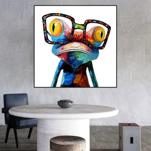Modern Animals Canvas Art Paintings Wall Posters and Prints Frog with Glasses Pictures for Living Room Cuadros Decoration