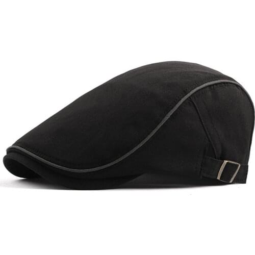 Spring Summer Solid Color Newsboy Caps Men Cotton Flat Peaked Cap Women Painter Beret Hats 04