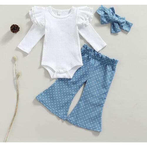 3Pcs Newborn Baby Girl Clothes Set Cute Long Sleeve Romper Tops+Plaid Short Pants+Headband Infant Clothing Suit Toddler Outfit