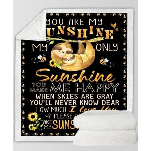 Cute Sloth 3D Printed Sherpa Blanket Popular Plush Fashion Quilts Washable Sheets Home Office Airplane Blankets