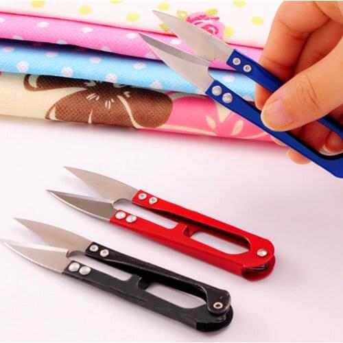 Multicolor trimming U-shaped spring stainless steel cross stitch tailor sewing knitting craft scissors