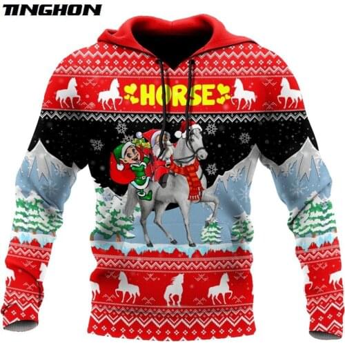 Horse Christmas 3D Printed Fashion Hoodies Merry Christmas Men Sweatshirt Unisex Zip Pullover Casual Jacket Tracksuit