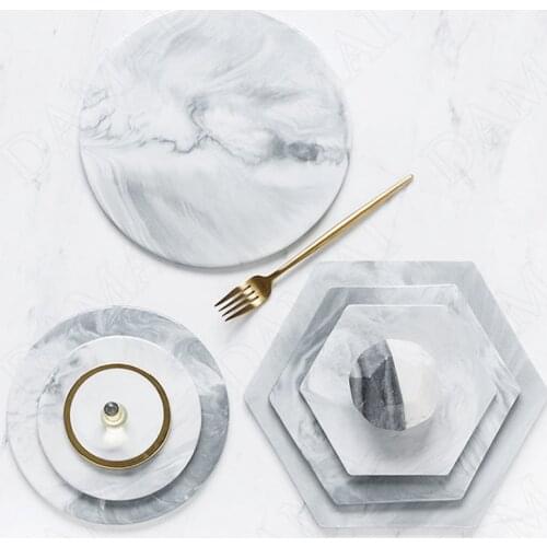 Marble Texture Ceramic Plates Simple Porcelain Cake Dessert Plate Nordic Sushi Snacks Pasta Dishes Home Decor Kitchen Dinnerware
