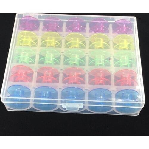 25Pcs/Set Bobbins Box Set Sewing Machine Spools Colorful Plastic Metal and Case Storage Box Sewing Equipment Tools Accessories