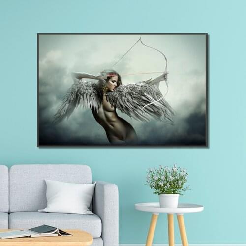 Wall Art Canvas Angel Wings Sexy Girl Wallpaper Posters Prints Painting Wall Pictures Living Oil Room Modern Home Decor Artwork
