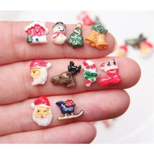 New Christmas Nail Kawaii Charms Rhinestone Resin Nail accessories 3d Jewelry Nail Art Decorations Supplies 50pcs/pack