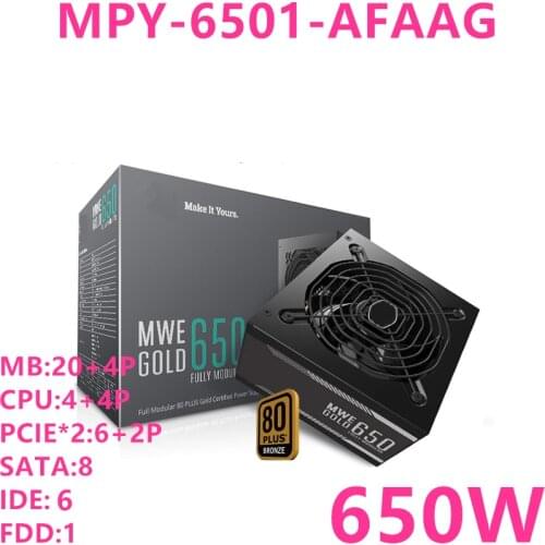 New PSU For Cooler Master Brand MWE GOLD 650 Full Module ATX RTX2080 Game Host Power Supply 650W Power Supply MPY-6501-AFAAG