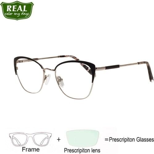 Retro Metal Cat Eye Titanium Progressive Prescription Glasses Square Anti Blue Eyewear Optical Myopia Eyeglasses