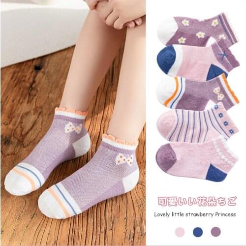 5pairs Childrens Socks Mesh Thin Cotton Baby Socks Cartoon Cotton Socks Princess Socks Baby Girl Stuff