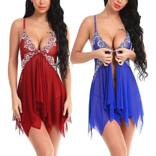 Slutty Clothes Sexy Women Sleepwear Hot Lingerie Porno Lingerie Women Front Closure Babydoll Lace Mesh Sleepwear Lingerie Exotic