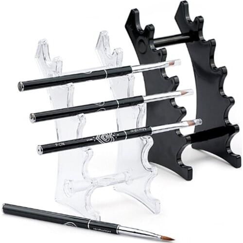 6 Grids Acrylic Black Nail Brush Rack Shelf Makeup Storage Painting Pen Rest Holder Stand Colorful Uv Gel Brush Display Holder