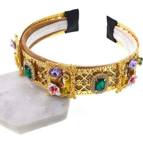 Gorgeous Baroque Style Gold Little bird Rhinestone Pearls Wedding Headband Bridal Headpiece Hair Vine Bridesmaids Women