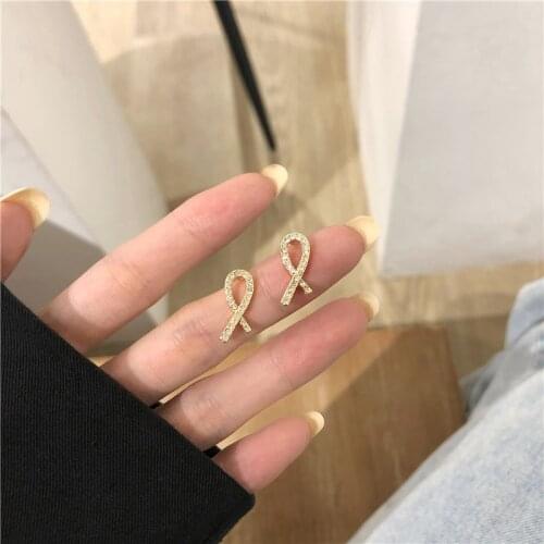 Simple Small Bow Zircon Earrings Fashion Rhinestone Cute Girl Earring