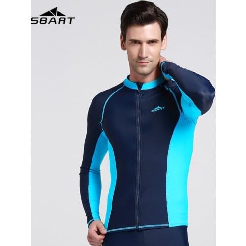SBART Long Sleeve Swim Rash Guard Shirts UPF50 Anti-UV Rashguard Top With Zipper Men Women Rashguard Surf Jacket Plus Siz
