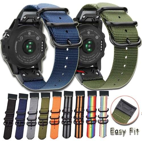 For Garmin Fenix 6S 6 6X Pro 5S 5 5X Plus Easy fit Woven nylon watchband Quick Release 20 22 26mm For Forerunner 945 wrist strap