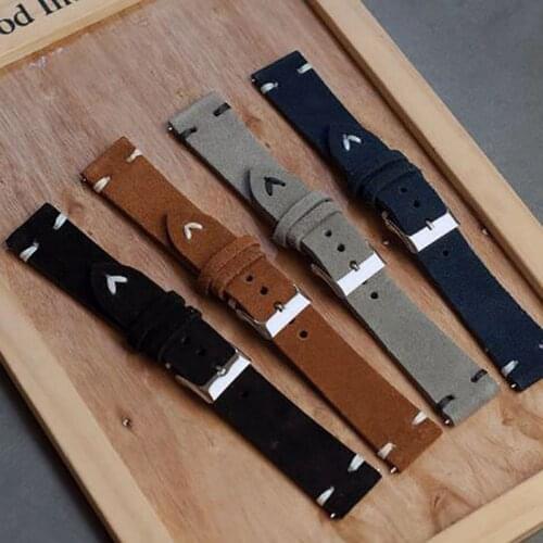 Onthelevel genuine retro leather suede watchband18mm/20mm/22mm black/Grey/Brown/Dark Blue Stainless Steel Buckle 2018 New
