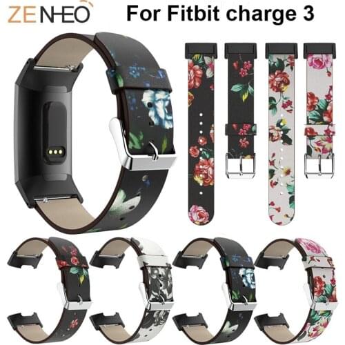 Printing Leather watchband For Fitbit Charge 3 Smart Accessories Watches Straps replace For Fitbit Charge 3 Bracelet wristband