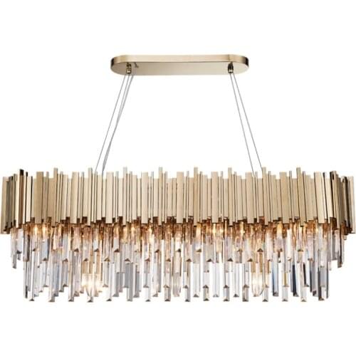 Modern Oval Crystal Chandelier Lighting Fixture Luxury Contemporary Chandeliers Pendant Hanging Light for Home Restaurant Decor