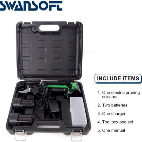 SWANSOFT Electric Pruning Scissors 16.8V 2000mAh Rechargeable Pruning Shears 0-25 mm Garden Cordless Fruit Pruner