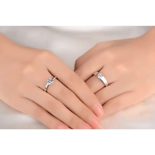 Uini-Tail Hot New 925 Sterling Silver Couples Simulation Diamond Retro Fashion Tide Flow Open Ring M6075