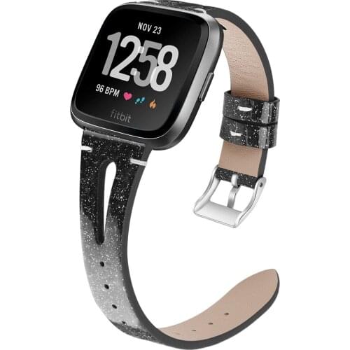 Compatible for Fitbit Versa 3 and Sense Bands Women Men Grain Leather Band Slim & Thin Wristband Strap Smart Watch WB237